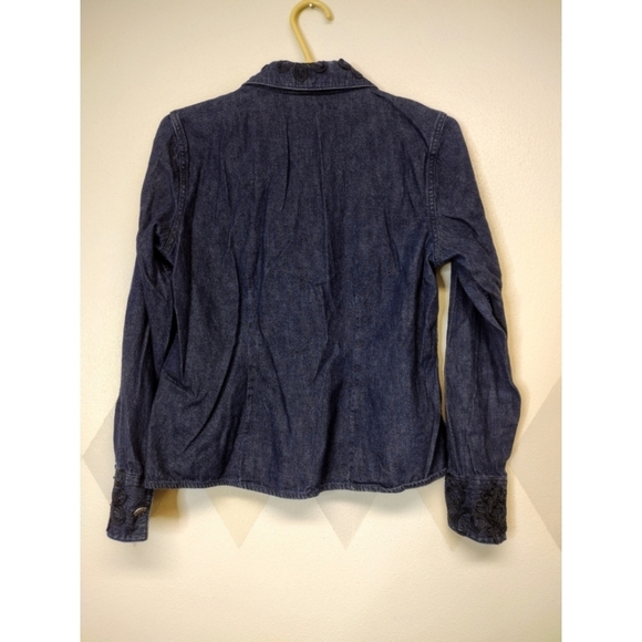 Christopher & Banks vintage dark blue blouse with raised trim details - Picture 2 of 12